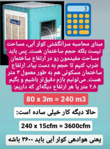 مثالی از محاسبه سرانگشتی کولر آبی